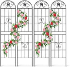4 Pack Metal Garden Trellis 86.7" Tall Outdoor Climbing Plant Support for Roses, Flowers, Rustproof Durable Black Galvanized Tube, Lawn Garden Fence Decor Screen (4pcs, 86.7" H) by Sybrioka