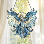 Guardian Angel Acrylic Suncatcher Size 10 inches, Stained Glass Effect Window Hanging Ornament, Garden Decor, Gift for Girlfriend Wife Women Teacher by XISZYS