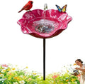 Flower Garden Stake Metal Bird Bath with Bee Watering Station, 3 in 1 Handmade Pollinator Feeder for Outdoor Yard Decor(Hot Pink Flower,5) by Unknown