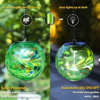 VCUTEKA Glass Solar Lanterns Outdoor Green Hanging Solar Lights for Outside - Image 3