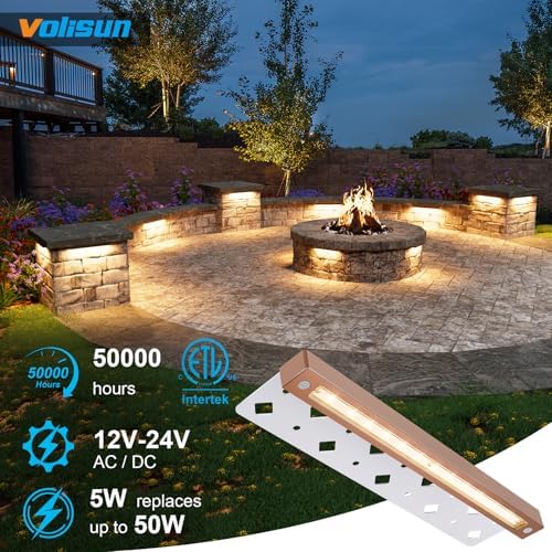 VOLISUN 12 Inch Retaining Wall Lights, 2700K Hardscape Lighting, 8 Pack - Image 3
