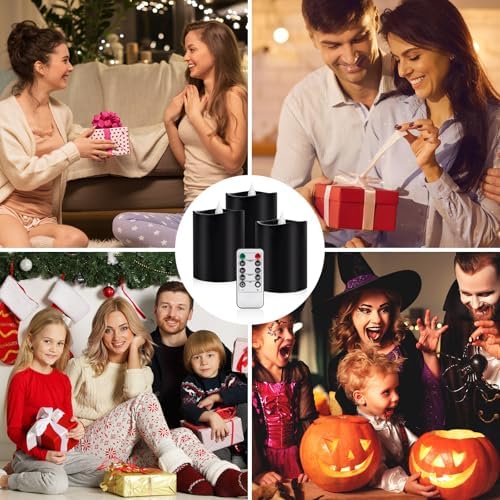 Black Remote Flameless Candles,LED Candle Black, 3"*4"-3pcs - Image 5