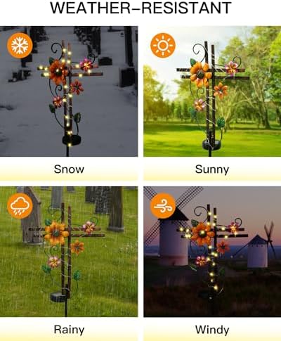 Putuo Decor Cross Outdoor Solar Garden Lights Decorative Metal Cross Garden Stake Light with LED Lights Waterproof for Yard Garden Pathway Remembrance Gifts, L087SN-0004383 - Image 4