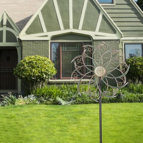 13" Metal Wind Spinner with Stake,Kinetic Wind Sculptures for Yard - Image 4