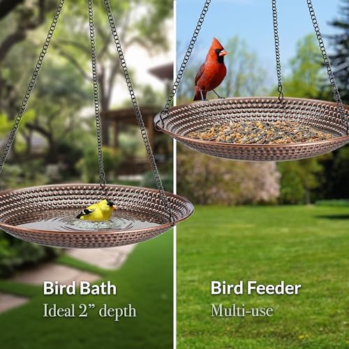Good Directions Hanging Tranquility Bird Bath for Outside Backyard, Outdoor, Patio, Garden, Birdbath Gift for Bird Lovers Watchers, Small 13" Pure Copper Metal - Image 2