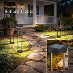 Solar Bollard Lights Outdoor, 24” Tall Stainless Steel & Iron Waterproof Solar Landscape Light for Yard Garden Walkway (2-Pack) - Image 2