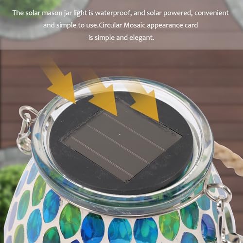 Waterproof Blue Mosaic Solar Jar Light Outdoor Lantern Solar Garden Lamp for Patio and Yard Decorative Jar - Image 4