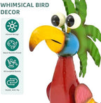 19.7" Metal Tiki Bird Decor, Large Garden Parrot Sculpture Statues - Image 2