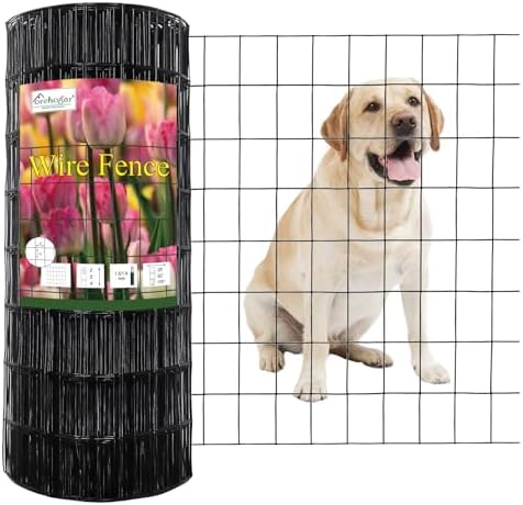 Black PVC Coated Welded Wire Fence 24" x 100' Roll, 2"x3" Mesh, 16 Gauge by FOREHOGARGARDEN%EF%BC%86HOME