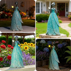 VChymm Solar Fairy Statue Collection Home Decoration 12.9 in - Leaf Angel Girls Resin Home Garden Decor for Outside or Inside Rustic Fairy Garden Outdoor Yard Figurines Gifts for Women - Image 2