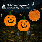 Solar Halloween Pumpkin Lights, 4 Pack Outdoor Pathway Stake Lights - Image 5
