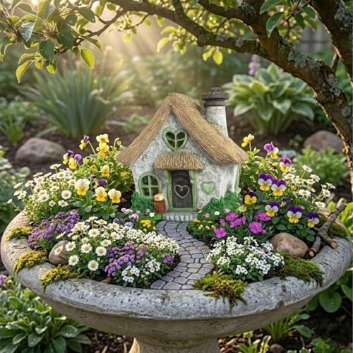 PRETMANNS Solar Fairy House for Outside, Green, 7.56" High - Image 4