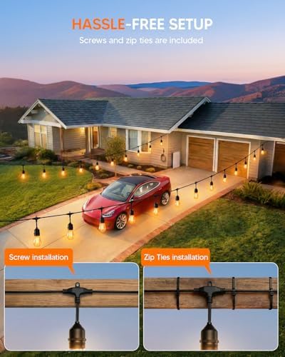 25FT Outdoor String Light 15+2 Bulbs 2W, 120W Dimmer Remote IP65 Waterproof - Image 5