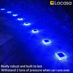 Lacasa Solar Deck Lights, 4 Pack 30LM LED Dock Lights Blue Light, Outdoor Solar Powered Step Lights Light up All Night IP68 Waterproof Auto ON/Off for Garden Stairs Driveway Pathway Lighting - Image 2
