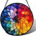 Stained Glass Window Hanging - Colorful Flowers Sun Catcher for Door Terrace Garden Home Decor, Abstract Gradient Suncatcher Birthday Gifts for Lovers Women Men Dad Mom Nana 15 in by JOSUMALY