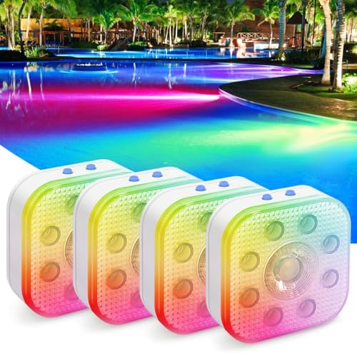 Vangue Premium Rechargeable Submersible Lights, 3 Lighting Modes LED Pool Lights for Inground Pool, IP68 Waterproof, Brightness Adjustable, Also Suitable for Hot Tubs, Showers, Ponds by Vangue