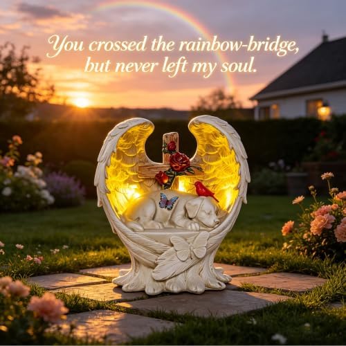 Solar Dog Memorial Stone with Wings Cross Cardinal Passing Away Gift - Image 4