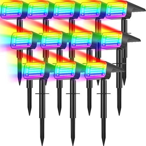 Solar Spot Lights Outdoor, Landscape Spotlights, 12 Pack, Colored by NACINIC