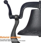 13.6'' Large Cast Iron Bell, Heavy Iron Farm Dinner Bell Traditional Vibe Heavy Duty Cast Iron Yard Bell Antique Vintage Style Farmhouse Gate Bell Outdoor for Church School Farm, Black - Image 4