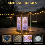 Stained Glass Style Solar Lantern Outdoor Garden Hanging Lantern Stunning Sunflower Stained Glass Art Pastel Mosaic Border Waterproof Solar Powered Lighting Outside Table Lamp for Patio Deck Yard - Image 2