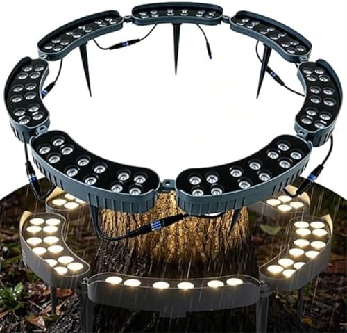 LED Ring Tree Light, Outdoor Waterproof Landscape Spotlight, Die-Cast Aluminum Tree Hug Uplights with Ground Stake for Garden Pathway Accent, Circular Wrap Around Lamp(Green,84W(24v)) by Unknown