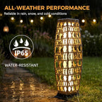 Solar Yard 2-Piece Outdoor Floor Lamp Solar Lantern, Water-Resistant Wicker Boho Patio Light with 50&100 Lumens Dual Brightness for Garden Porch Deck Decor, Large Cindy Natural - Image 4