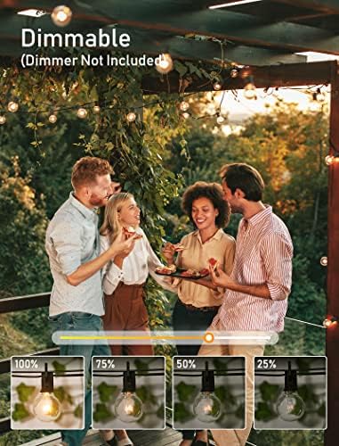 Brightown Outdoor String Lights 55FT Patio Lights with 50 Edison Glass Bulb - Image 3