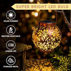 JOIEDOMI 2 Pack Outdoor Solar Hanging Lantern Lights, Waterproof Tabletop with Handle, LED Moroccan Lanterns, Metal Decorative Garden Solar Lights Spring for Patio, Lawn, Porch, Backyard - Image 2