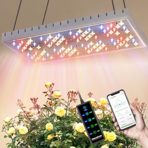 MetryGrow Grow Lights for Indoor Plants, [Smart APP & Expansive 2x2 Ft Coverage] Genuine 48Watt LED Full Spectrum Hanging Growing Plant Lamps, 8-Level Brightness（Hanging Use） by Unknown