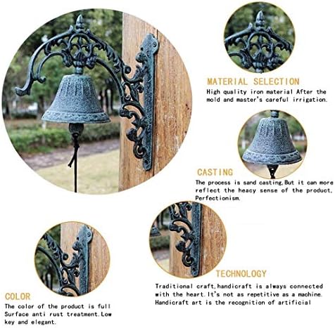 Dinner Bell Outdoor Dinner Bell Made for Ranch House Family Front Door Interior Exterior Décor | Wall Hanging Mount Heavy Cast Solid Iron Decoration Cast Iron Bell - Image 3