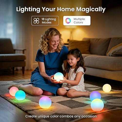 LOFTEK 3-inch Rechargeable LED Ball Lights, Sphere Night Light,4 Pack - Image 3