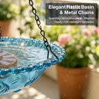 Hanging Solar Bird Bath Fountain Solar Powered Bird Bath Fountains Water Pump with 8 Spray Heads Water Feature for Hummingbirds in Garden Yard Patio, Blue - Image 4