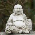 Laughing Buddha Stone Statue | Monk Oriental Garden Outdoor Decoration Ornament by Burgess+Home+%26+Garden
