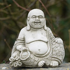 Laughing Buddha Stone Statue | Monk Oriental Garden Outdoor Decoration Ornament by Burgess+Home+%26+Garden