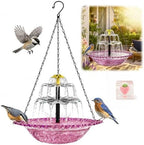 Solar Fountain for Bird Bath Outside, Garden Water Feature with Ground Stake Stand or Hanging Style for Patio, Yard & Lawn (A-XL-Purple) by Vioshon