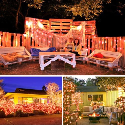 KNONEW 203FT 600LED Green Wire Outdoor Fairy Lights Plug in Red Xmas Decor - Image 3