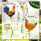 4 Pack Rooster Garden Stakes 20.5in Metal Rustproof Chicken Yard Art - Image 2
