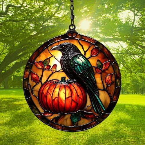 Pumpkin and Raven Acrylic Suncatcher - Image 3