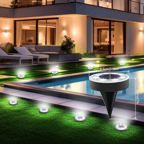 Joomer 16 Pack 3.4inch Solar Ground Lights Outdoor Waterproof, White - Image 3