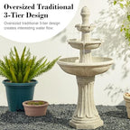 Glitzhome Water Fountain Outdoor Floor-Stand Fountains with LED Light & Pump, Oversized 3 Tier Terrazzo Waterfalls Patio Fountain and Waterfalls Outdoor Yard Fountains for Lawn Garden Backyard Deck - Image 4
