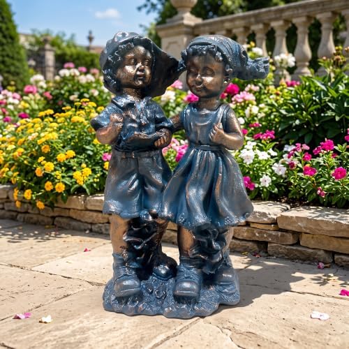 15.55'' Magnesium Oxide Boy Girl Statues Garden Lawn Ornaments Outdoor by Unknown