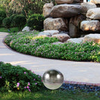 Stainless Steel Reflective Ball Large Silver Hollow Sphere Garden Decor - Image 7