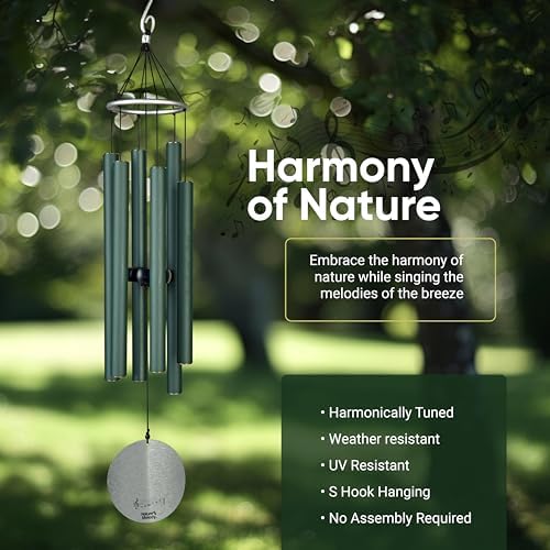 Nature’s Melody Aureole Tunes Wind Chimes – Outdoor Windchime with 6 Tubes Tuned to C Pentatonic Scale, 100% Rustproof Aluminum, Powder Finish & S Hook Hanger for Sympathy, Memorial Gift or Zen Garden - Image 4