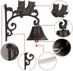Cast Iron Dinner Bell Wall Hanging Bell Welcome Sign, Manually Shaking Doorbell for Garden Wall Decoration - Image 3