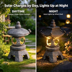 Solar Japanese Pagoda Garden Statue, Resin Pagoda Solar Zen Garden Lantern - Image 3