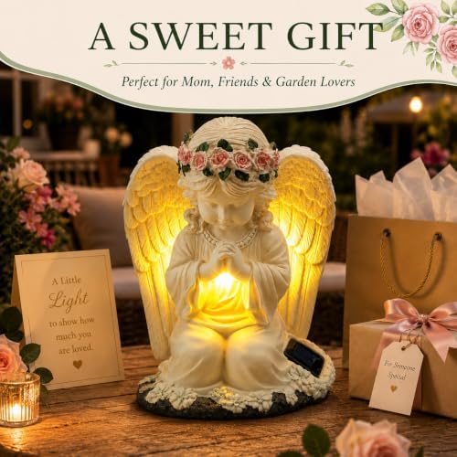 YODY Solar Garden Statues Outdoor Decor Angel with LED Light - Image 5