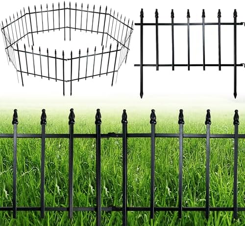 ARIFARO 5 Panels Metal Garden Fence 18" H x 22" W, Decorative Fence Panels by ARIFARO