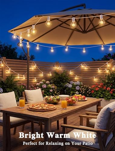 Abeja 50Ft Outdoor Patio String Lights with 53 Clear Globe G40 Bulbs - Image 5