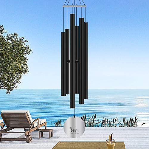 Deep Tone wind chimes, ecoeco 32'' Metal Wind Chimes for Outside with 6 Aluminum Tubes & Hook, Memorial Gifts for Loss of Loved One, Sympathy Windchimes for Patio Garden and Home Decor(Black) - Image 6