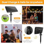 Yusist 104FT(98+6) Solar String Lights Outdoor Waterproof, Solar Powered Patio Light with 30+2 Dimmable S14 Edison Bulbs Shatterproof & Remote Control, Solar String Lights for Outside Garden Backyard - Image 5